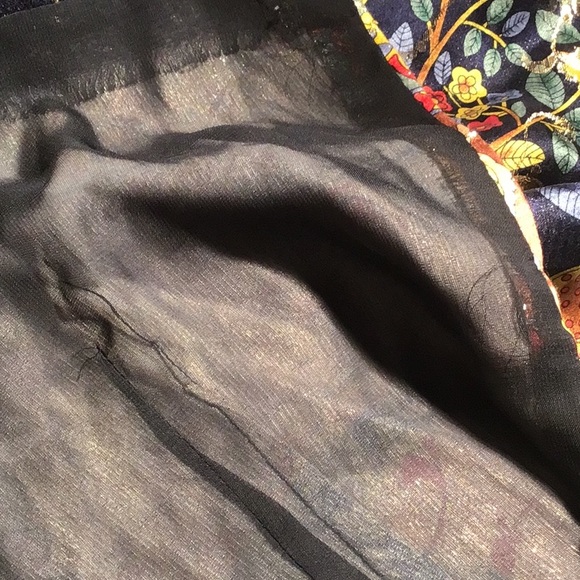 Asian high neck sleeveless blouse gold thread black L - Picture 7 of 10